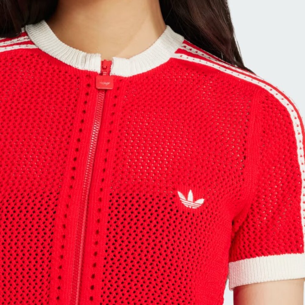 adidas Originals Premium Crochet Dress Red - Picture 4 of 5